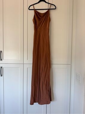 Birdy Grey Rust Slip Maxi Dress with Cowl Neck